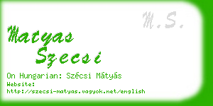 matyas szecsi business card